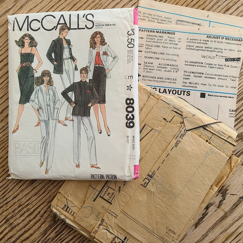 Sewing Pattern McCall's 8039 Separates Size 12, Cut Pattern